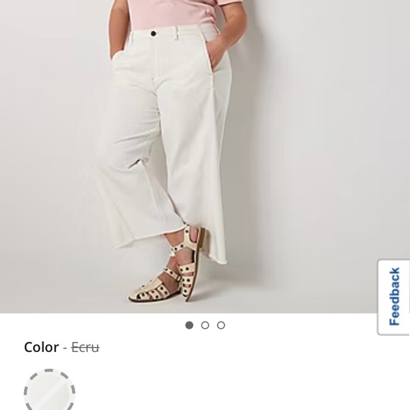 24W a.n.a by JC Penney Wide Leg White Cropped Jean Pants - Picture 3 of 8